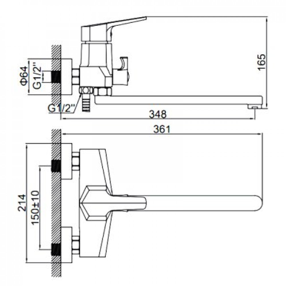 HB22505-8 Смеситель для ванны с изливом и душевой лейой