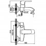 L3244 Смеситель для ванны с коротким изливом, дивертор в корпусе