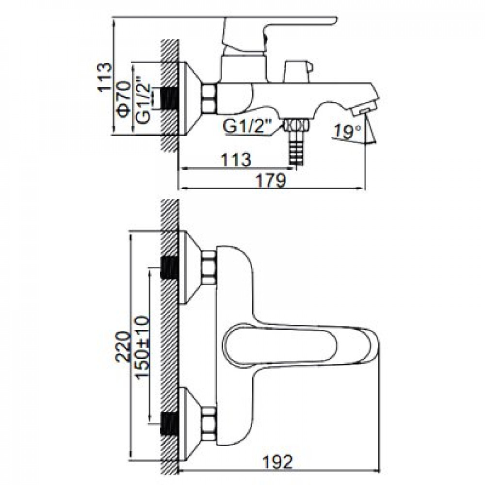 L1178B Черный, см-ль для умывальника, высокий (гайка)