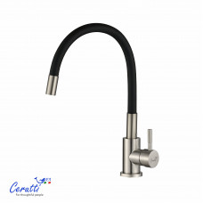 АТЭНА (ATENA) BN-B Cмеситель для кухни, цвет МАТОВЫЙ НИКЕЛЬ, черный излив CT12138 