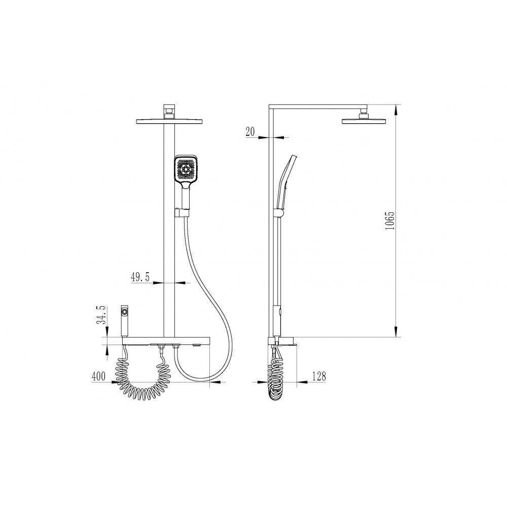 MAURO система душевая, верхний и ручной душ ABS, шланг PVC Ceruttispa