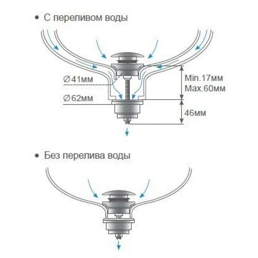 L67W Донный клапан (кнопка) 41мм, белый