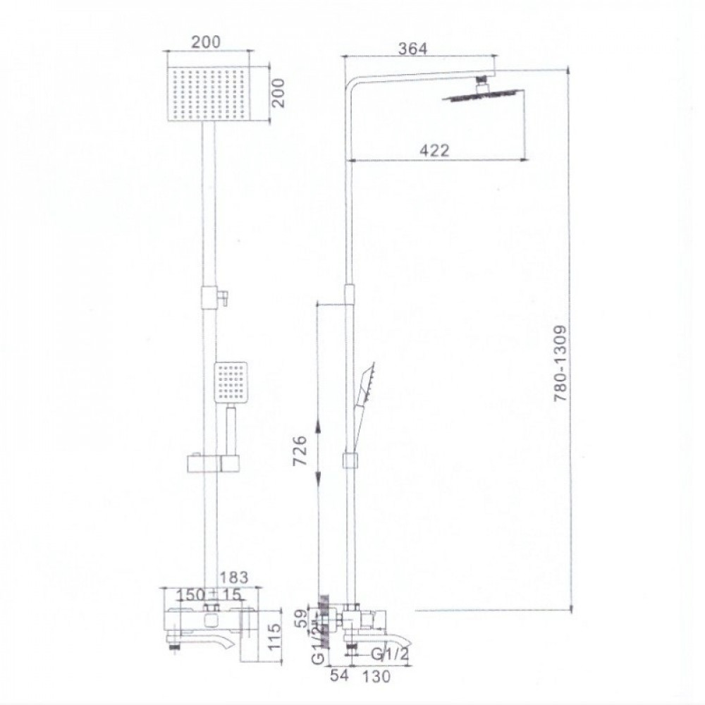 VF.24815 Душ.система, тропический душ, нерж.сталь Valfex Sirius Steel