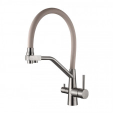 L74855-16 Смеситель для кухни с гибким изливом с выходом под питьевую воду Бежевый+сатин