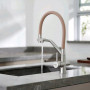 L74855-16 Смеситель для кухни с гибким изливом с выходом под питьевую воду Бежевый+сатин