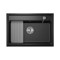KS-7301, ШВАРЦ (черный металлик), кухонная мойка, кварц