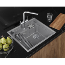 5708R, АЛЮМИНИУМ, кухонная мойка, кварц Granula, Kitchen Space Rinzer, 58х52 см