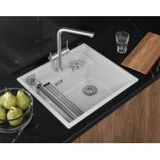 5708R, АРКТИК (Белый) кухонная мойка, кварц Granula, Kitchen Space Rinzer, 58х52 см