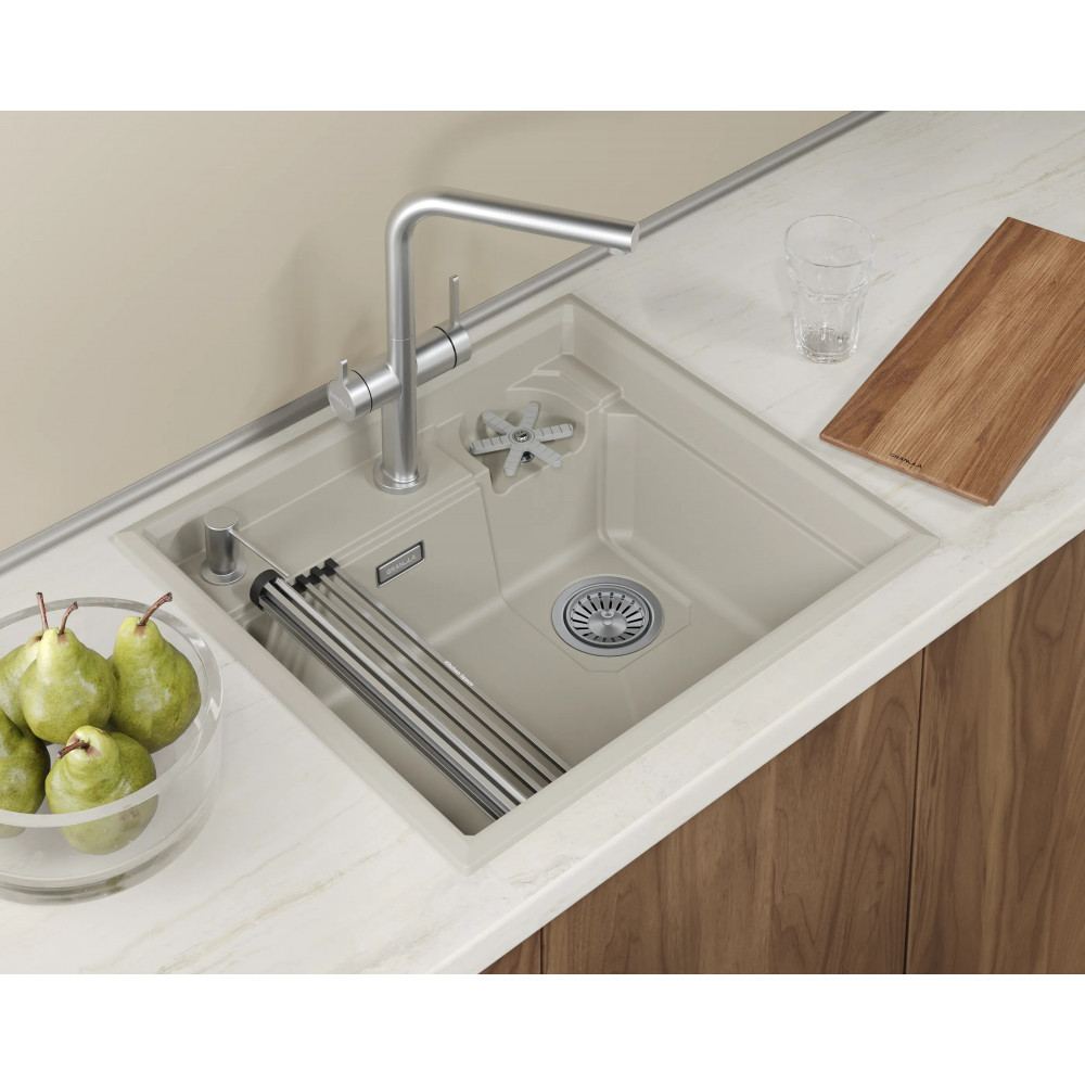 5708R, КРЕМАН, кухонная мойка, кварц Granula, Kitchen Space Rinzer, 58х52 см