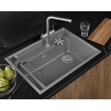 7308R, АЛЮМИНИУМ, кухонная мойка, кварц Granula, Kitchen Space Rinzer, 73х52 см