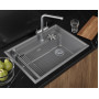 7308R, АЛЮМИНИУМ, кухонная мойка, кварц Granula, Kitchen Space Rinzer, 73х52 см