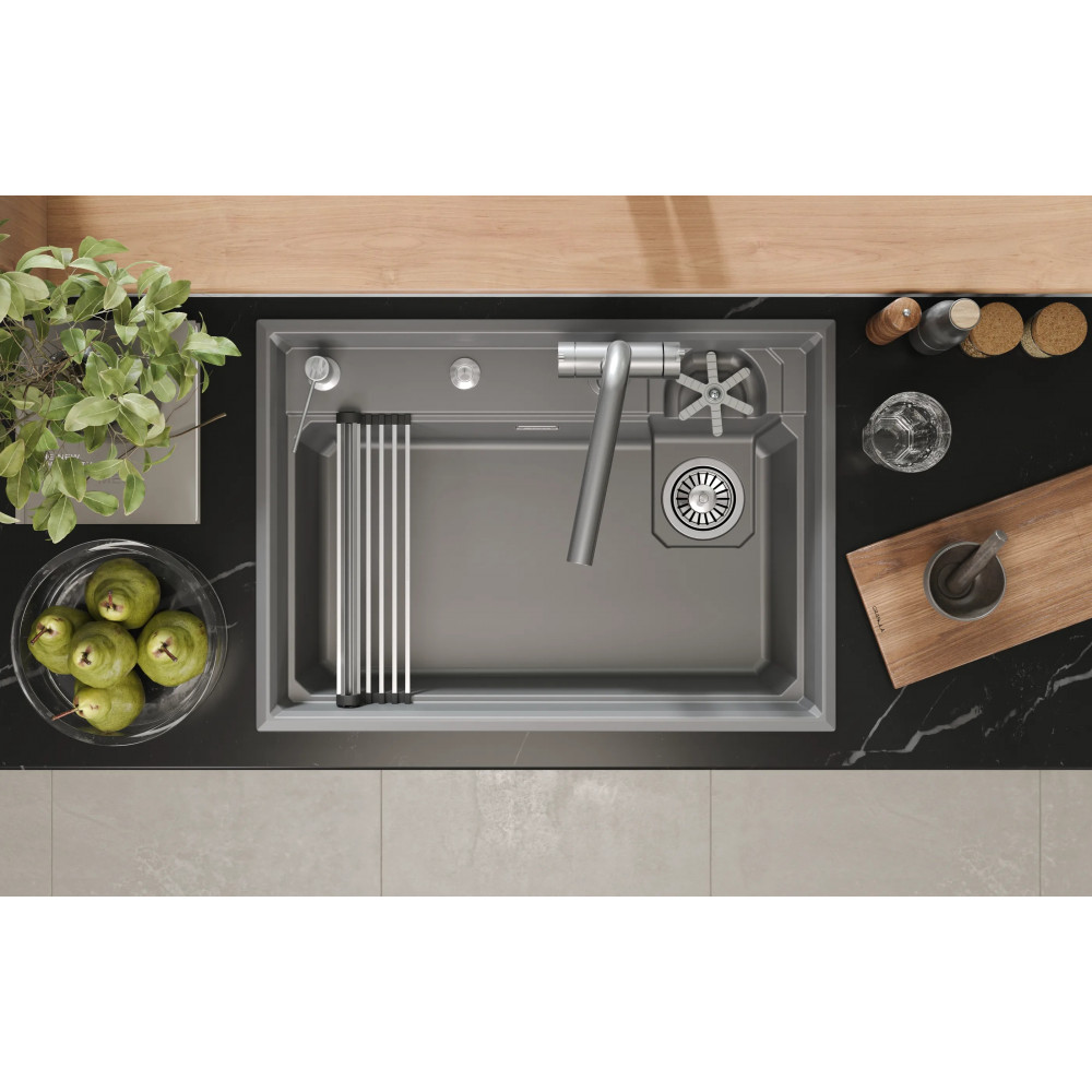 7308R, АЛЮМИНИУМ, кухонная мойка, кварц Granula, Kitchen Space Rinzer, 73х52 см