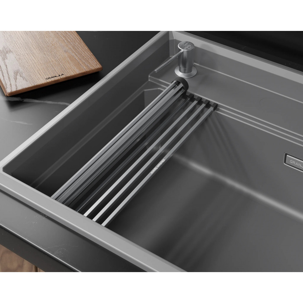 7308R, АЛЮМИНИУМ, кухонная мойка, кварц Granula, Kitchen Space Rinzer, 73х52 см