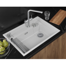 7308R, АРКТИК (белый), кухонная мойка, кварц Granula, Kitchen Space Rinzer, 73х52 см