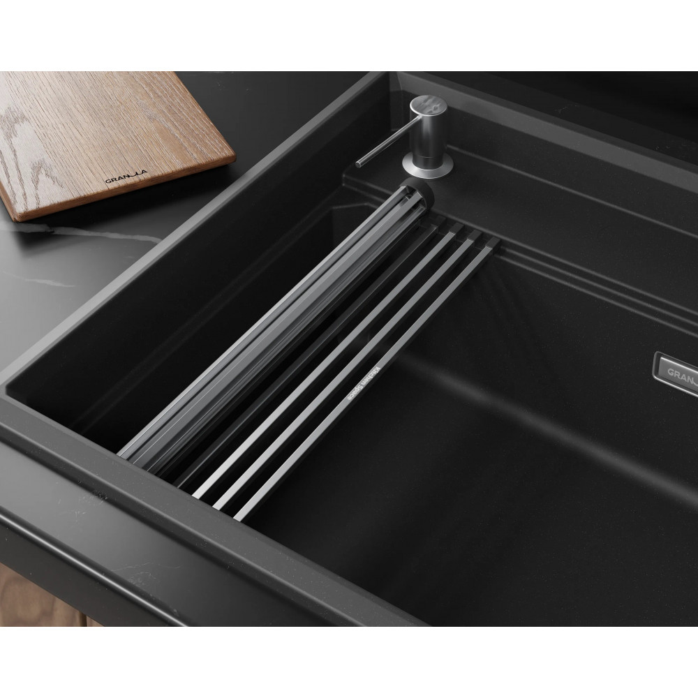 7308R, ЧЁРНЫЙ, кухонная мойка, кварц Granula, Kitchen Space Rinzer, 73х52 см