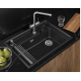7308R, ШВАРЦ (чёрный металлик), кухонная мойка, кварц Granula, Kitchen Space Rinzer, 73х52 см