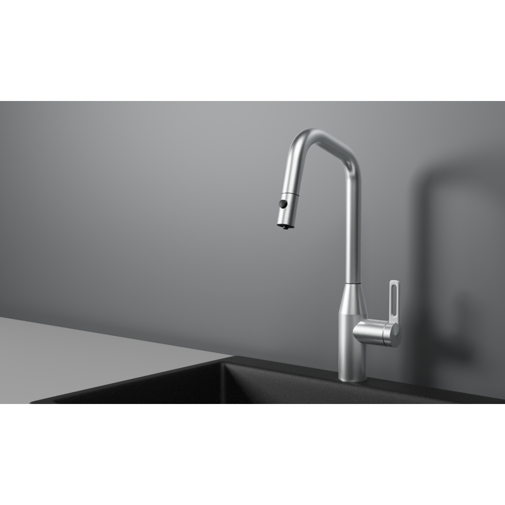 GR-8171, НЕРЖ, СМЕСИТЕЛЬ КУХОННЫЙ С ВЫДВИЖНЫМ ИЗЛИВОМ