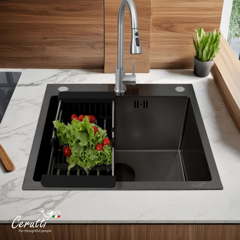 Мойка для кухни GLORIA50B nano black (графит) нерж.сталь 500*500*220 Ceruttispa