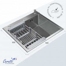 Мойка для кухни GLORIA50 nano embos (матовый хром) нерж. сталь 500х500х220 Ceruttispa
