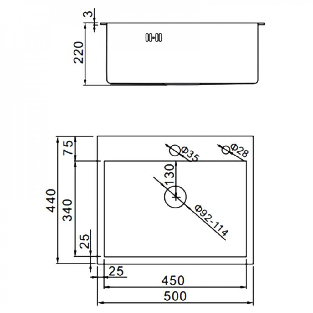 K35044 Кухонная мойка из нержавеющей стали Gerhans (500х440 мм) сатин K35044 Кухонная мойка из нержавеющей стали Gerhans (500х440 мм) сатин
