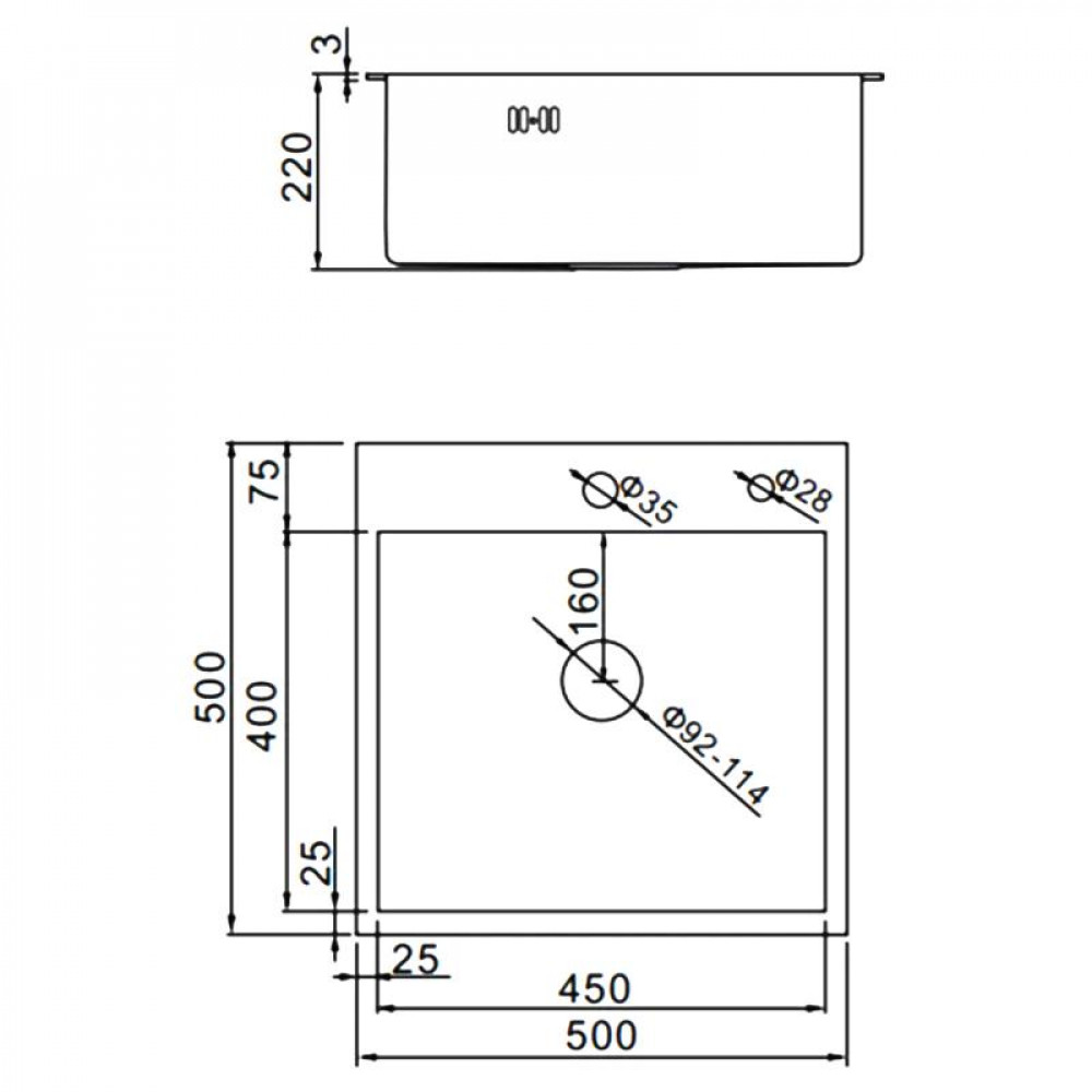 K35050 Кухонная мойка из нержавеющей стали Gerhans (500х500 мм) K35050 Кухонная мойка из нержавеющей стали Gerhans (500х500 мм)