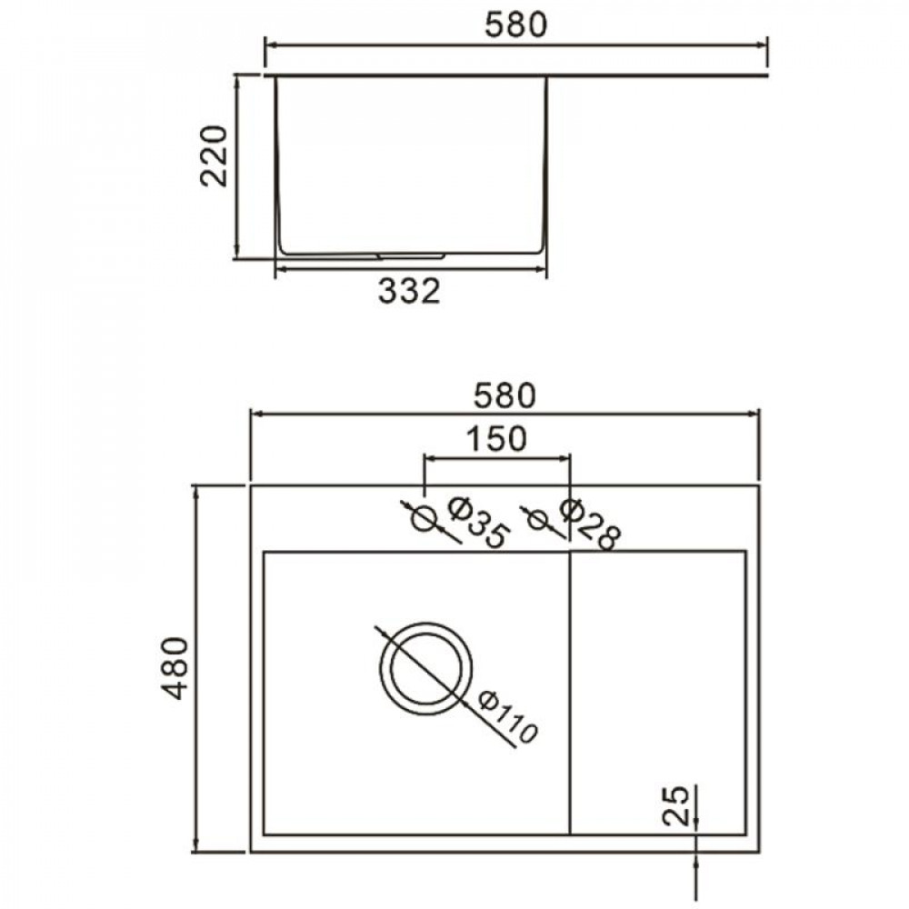 K35848-R Кухонная мойка GERHANS сатин K35848-R Кухонная мойка GERHANS сатин
