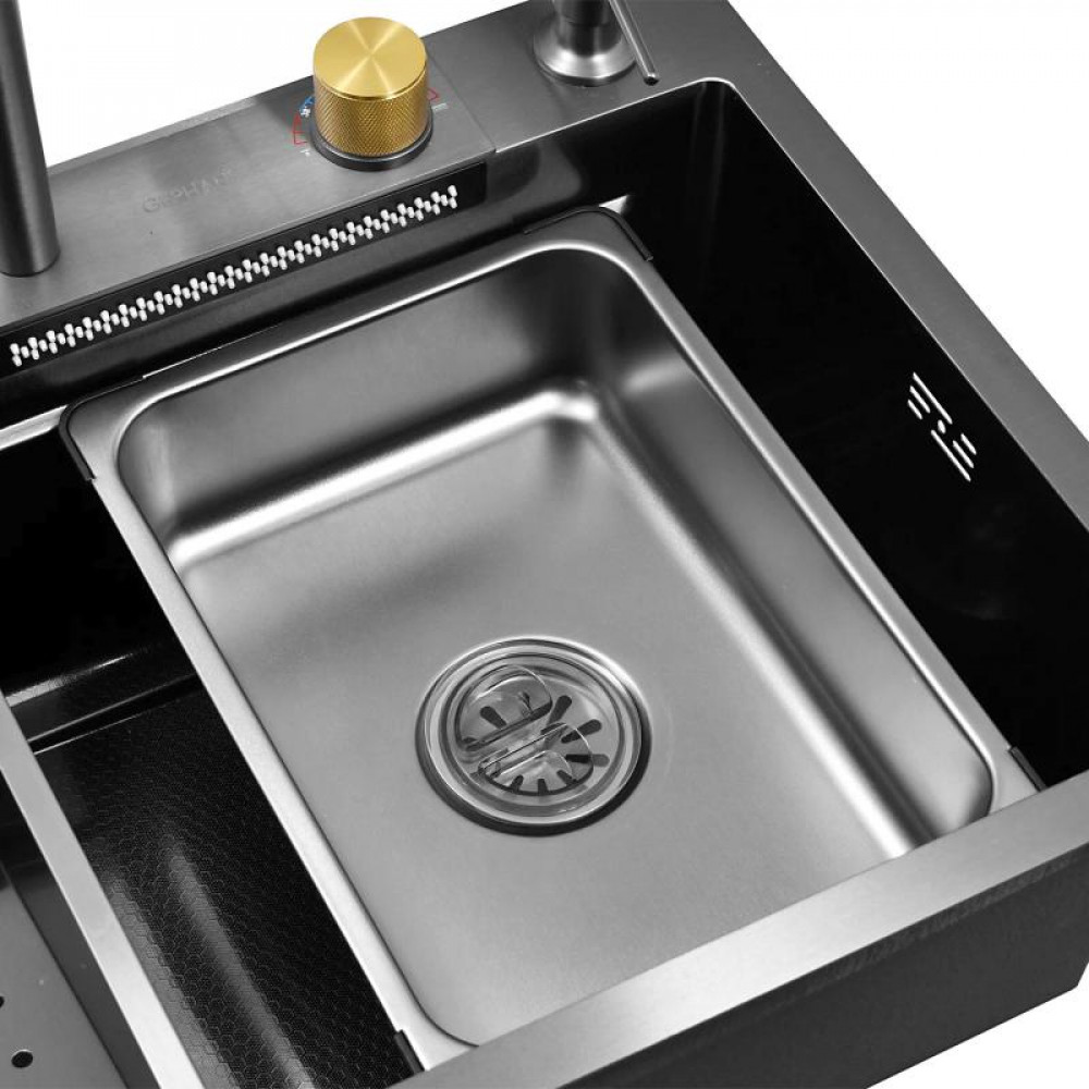 K37545BD (PVD чёрный "Декор", кухонная мойка премиум-класса "Комплект Плюс") GERHANS