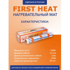 Нагревательный мат Теплый пол №1 160 Вт/м2