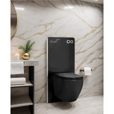 G111B Панель-инсталляции для унитаза с пневматической кнопкой, стекло, черная, бачок ПНД Ceruttispa