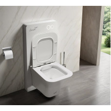 G111W Панель-инсталляции для унитаза с пневматической кнопкой, стекло, белая, бачок ПНД Ceruttispa																							