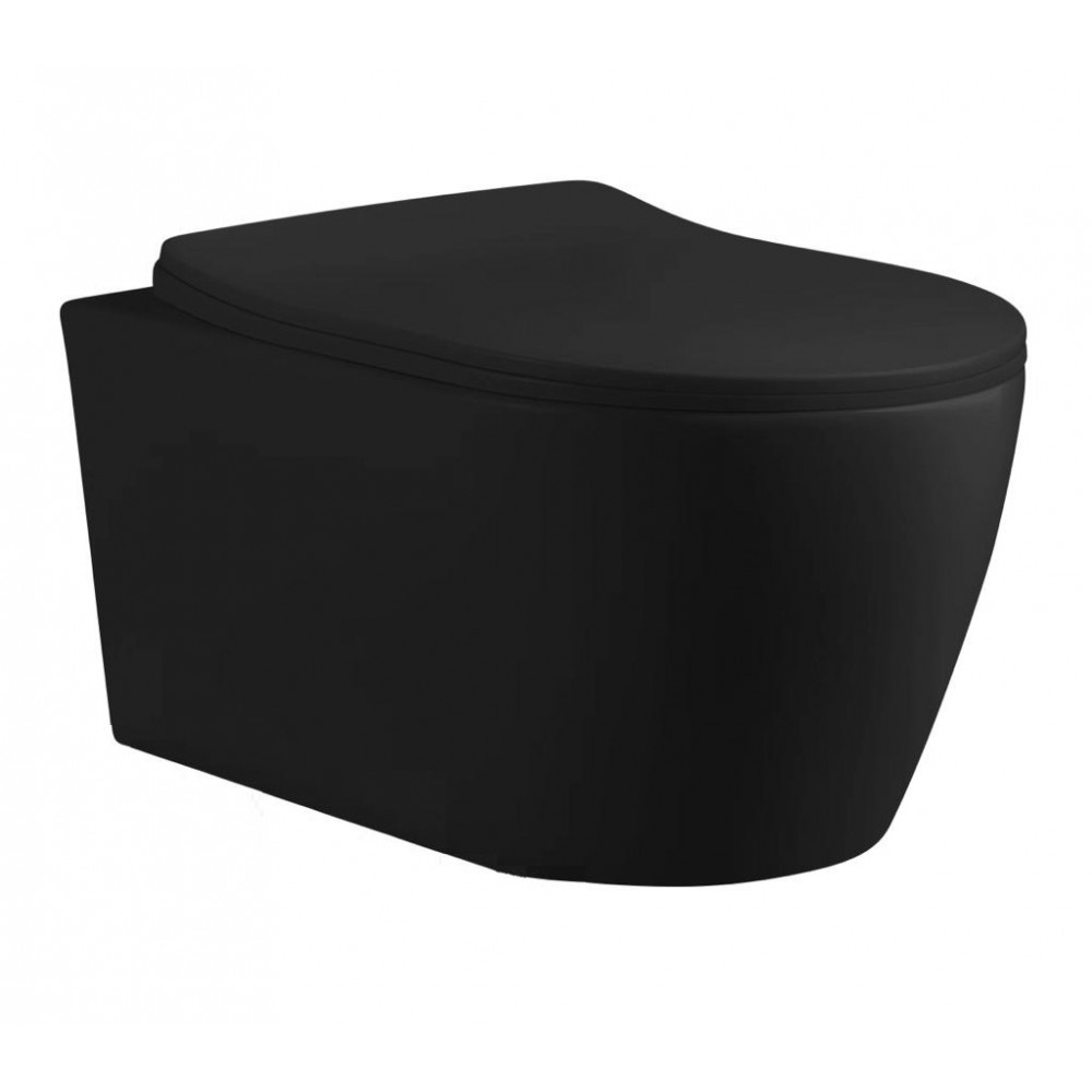 SELLA Aria MBF Унитаз подвесной(480*360*360)безободковый черный матовый сиденье дюропласт Cerutti SPA