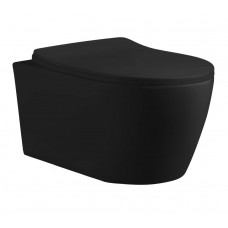 SELLA Aria MBF Унитаз подвесной(480*360*360)безободковый черный матовый сиденье дюропласт Cerutti SPA