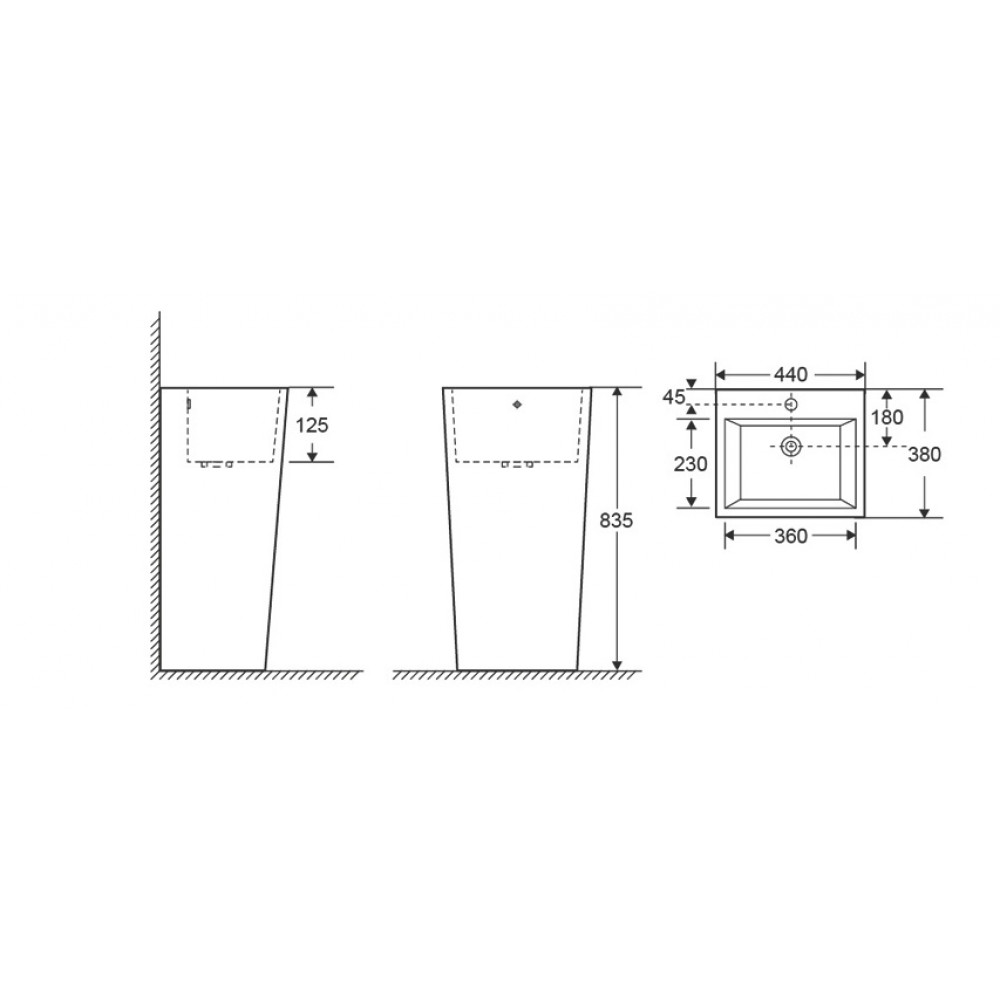 Раковина напольная VITO 440*380*835 Ceruttispa