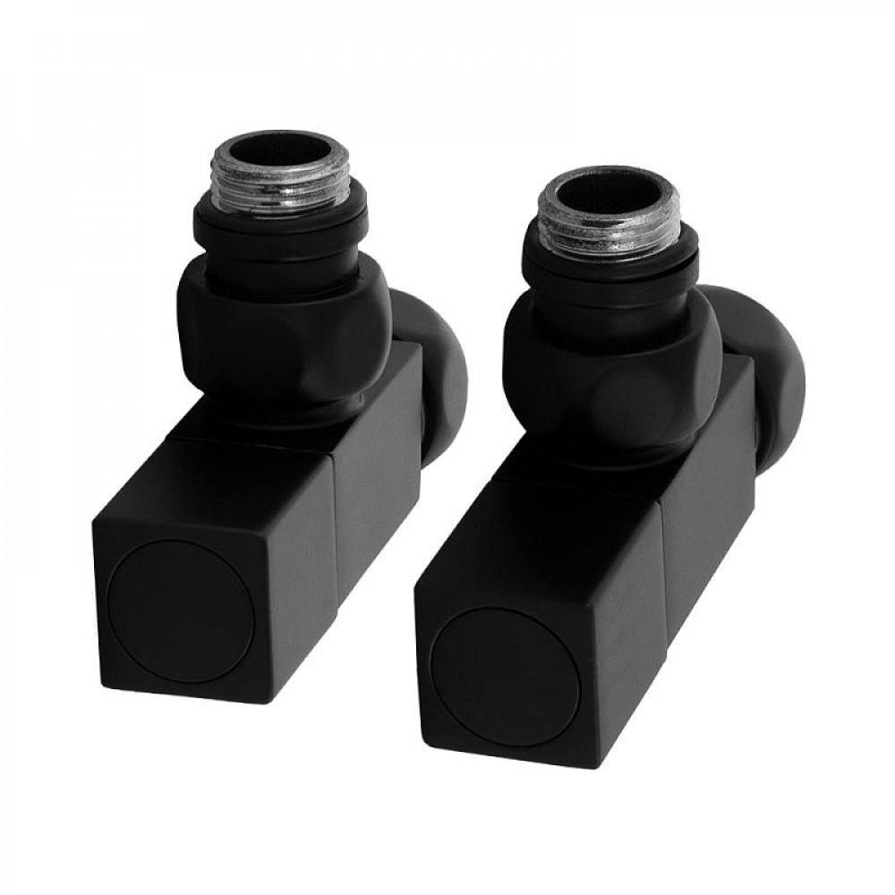 Вентиль угловой КВАДРАТ 3/4"х1/2" г/ш для п/с (черный матовый)