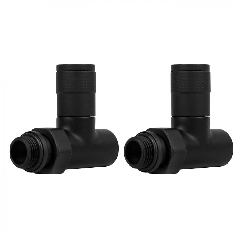 Набор дизайн-вентилей CUBE,угловой(ЧЕРНЫЙ) 1/2"