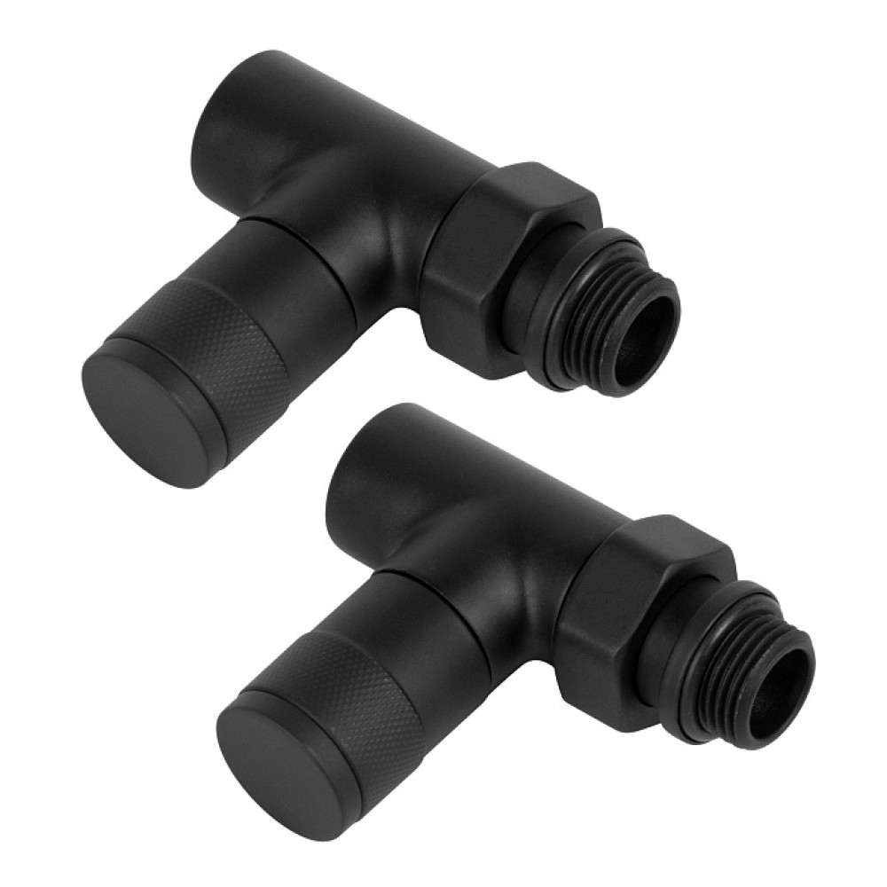 Набор дизайн-вентилей CUBE,угловой(ЧЕРНЫЙ) 1/2"