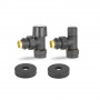 VMDV10-210415 Комплект радиаторных клапанов №1, угловой, черный  1/2" x 3/4"EK под термоголовку