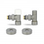 VMDV10-310415 Комплект радиаторных клапанов №1, угловой, серый 1/2" x 3/4"EK под термоголовку