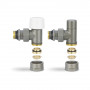 VMDV10-310415 Комплект радиаторных клапанов №1, угловой, серый 1/2" x 3/4"EK под термоголовку