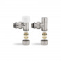 VMDV10-510415 1/2" x 3/4"EK Комплект радиаторных клапанов №1, угловой, матовый никель под термоголовку